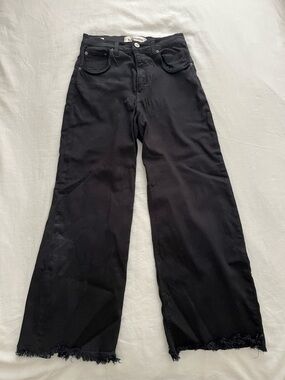 Reformation Petite Stretch Flood Pant Black 28 Raw Hem